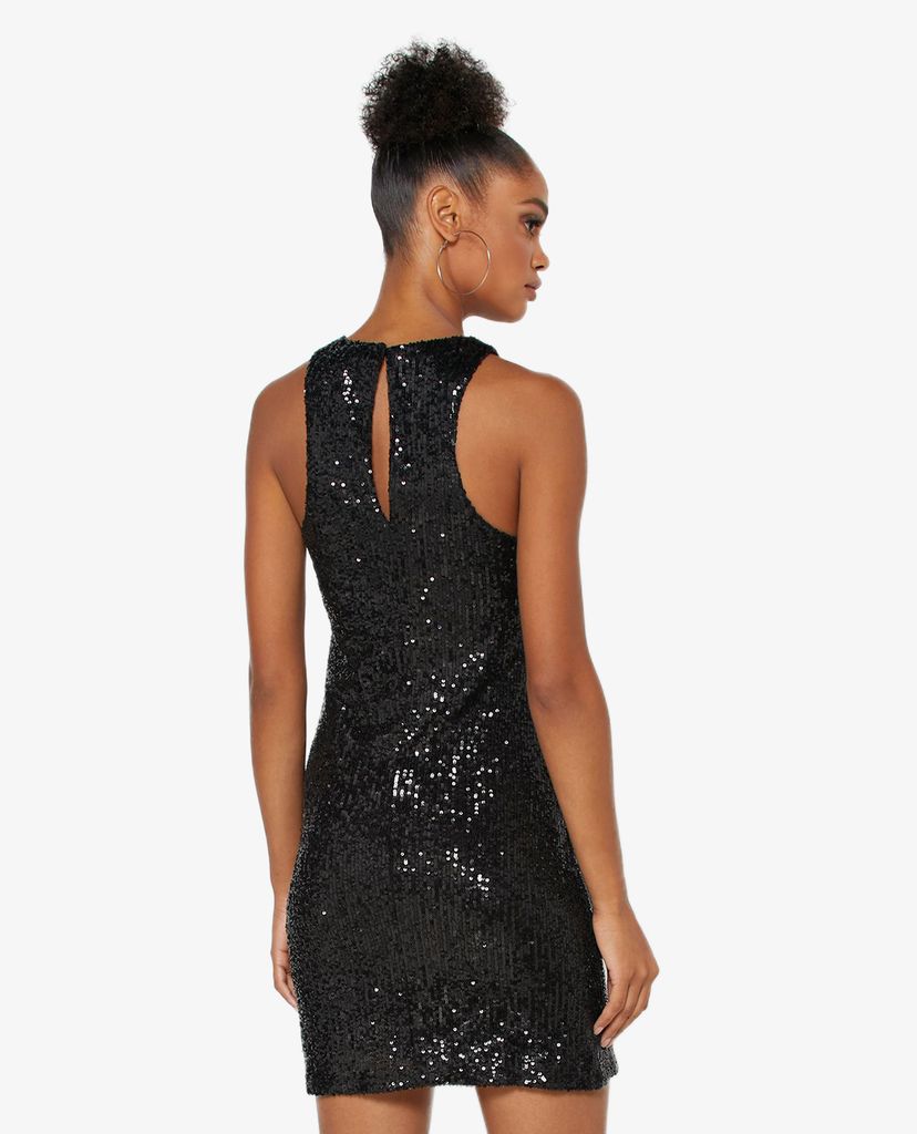 TOPSHOP - Đầm mini sát nách xẻ tà Black Racer Sequin