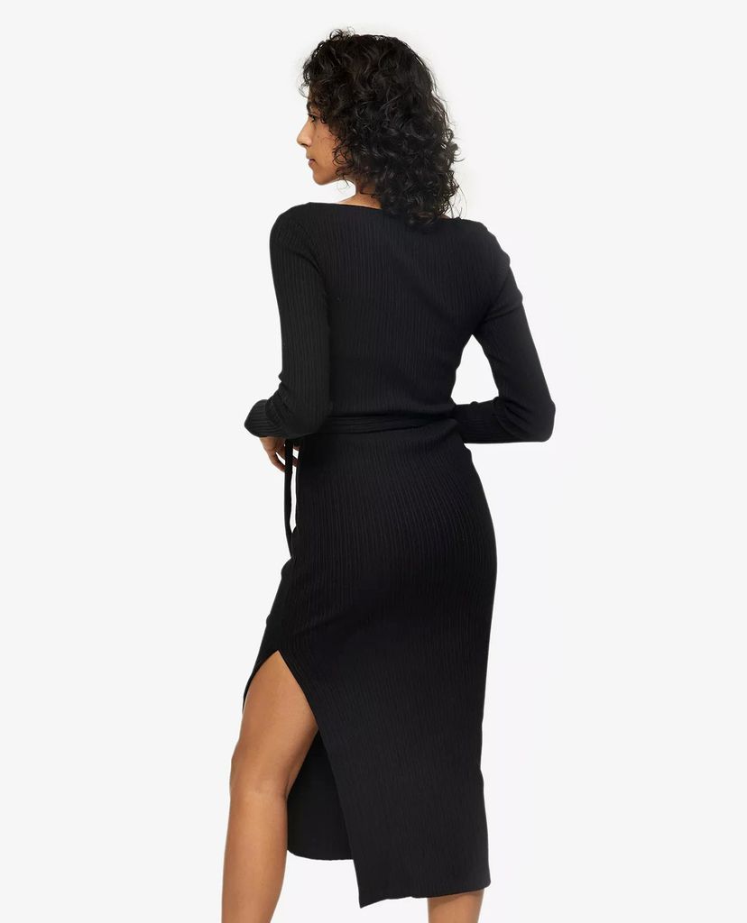 TOPSHOP - Đầm midi tay dài ôm body Black Jersey