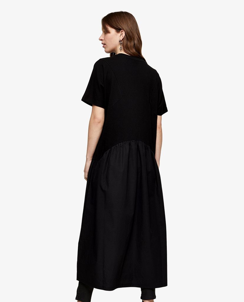 TOPSHOP - Đầm midi Black Poplin Mix Midi Chuck On