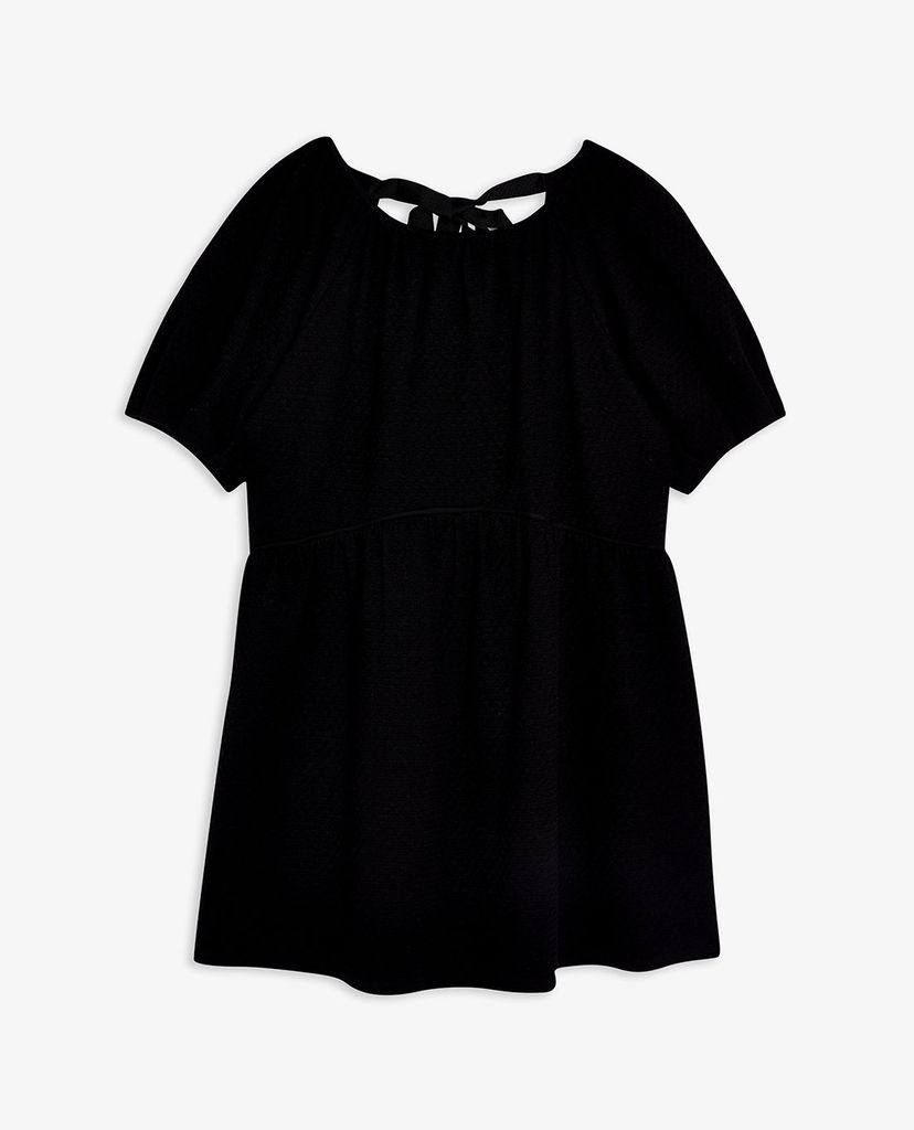 TOPSHOP - Đầm mini tay ngắn phom suông Black Quilted Tea