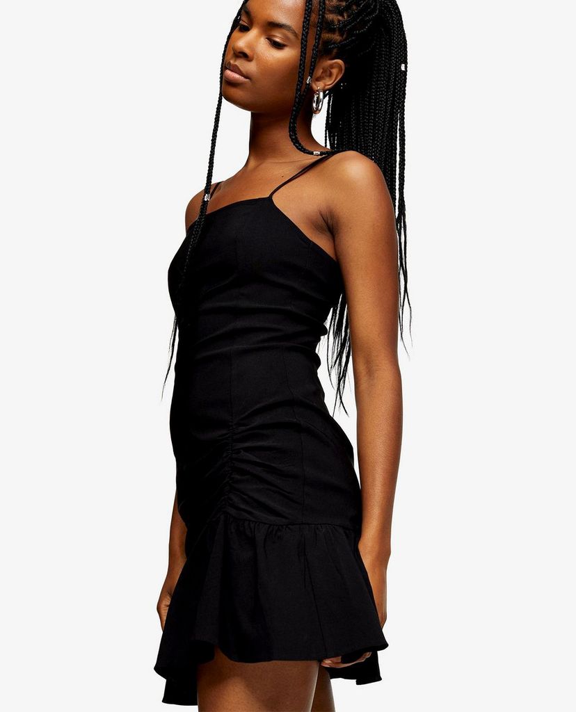 TOPSHOP - Đầm mini hai dây Black Stretch Frill