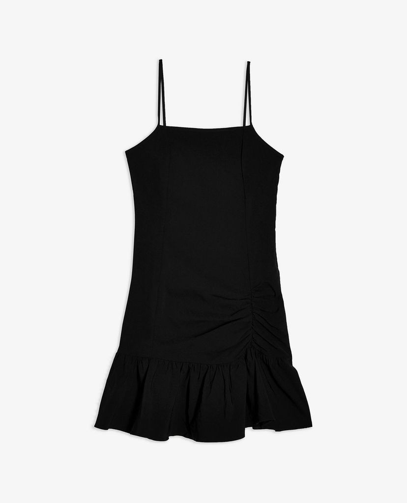 TOPSHOP - Đầm mini hai dây Black Stretch Frill