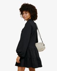 TOPSHOP - Đầm mini tay dài phối khóa zip Black Peplum Sweatshirt