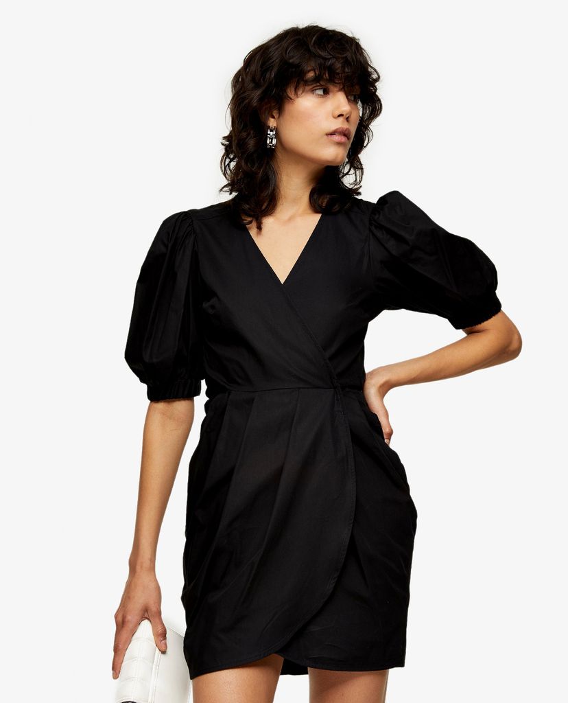 TOPSHOP - Đầm mini cổ V tay phồng Ruched