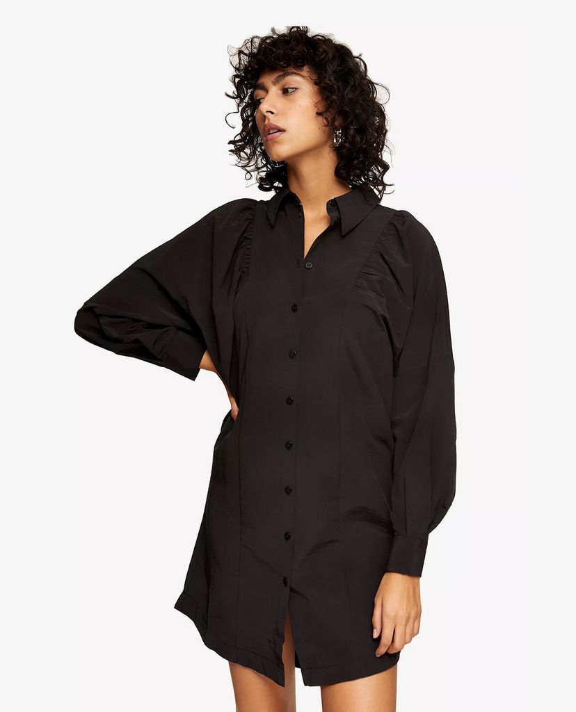 TOPSHOP - Đầm mini sơ mi tay dài Black Technical