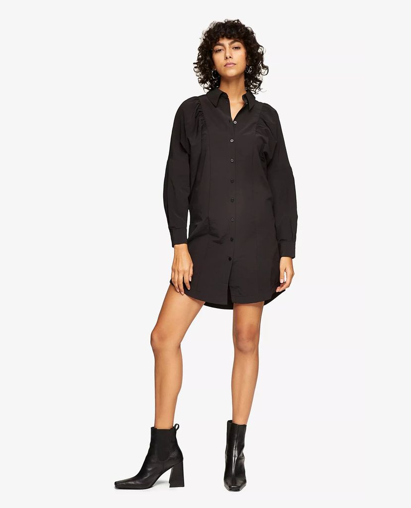 TOPSHOP - Đầm mini sơ mi tay dài Black Technical