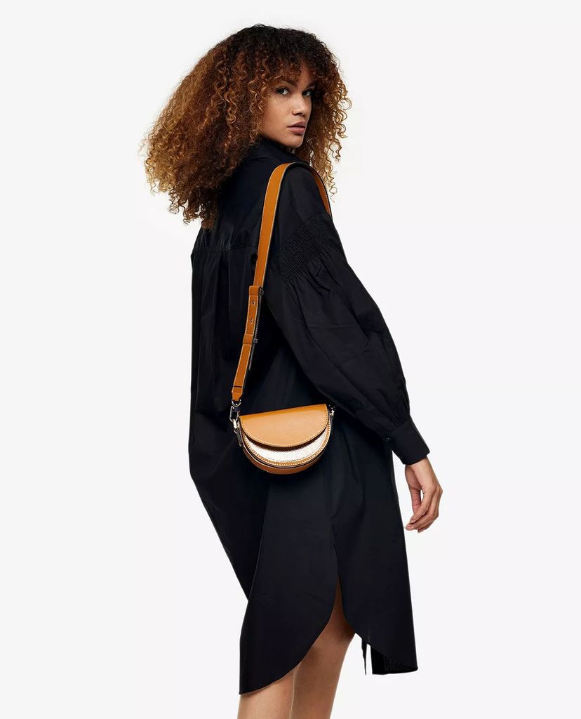 TOPSHOP - Đầm midi sơ mi tay dài Black Technical
