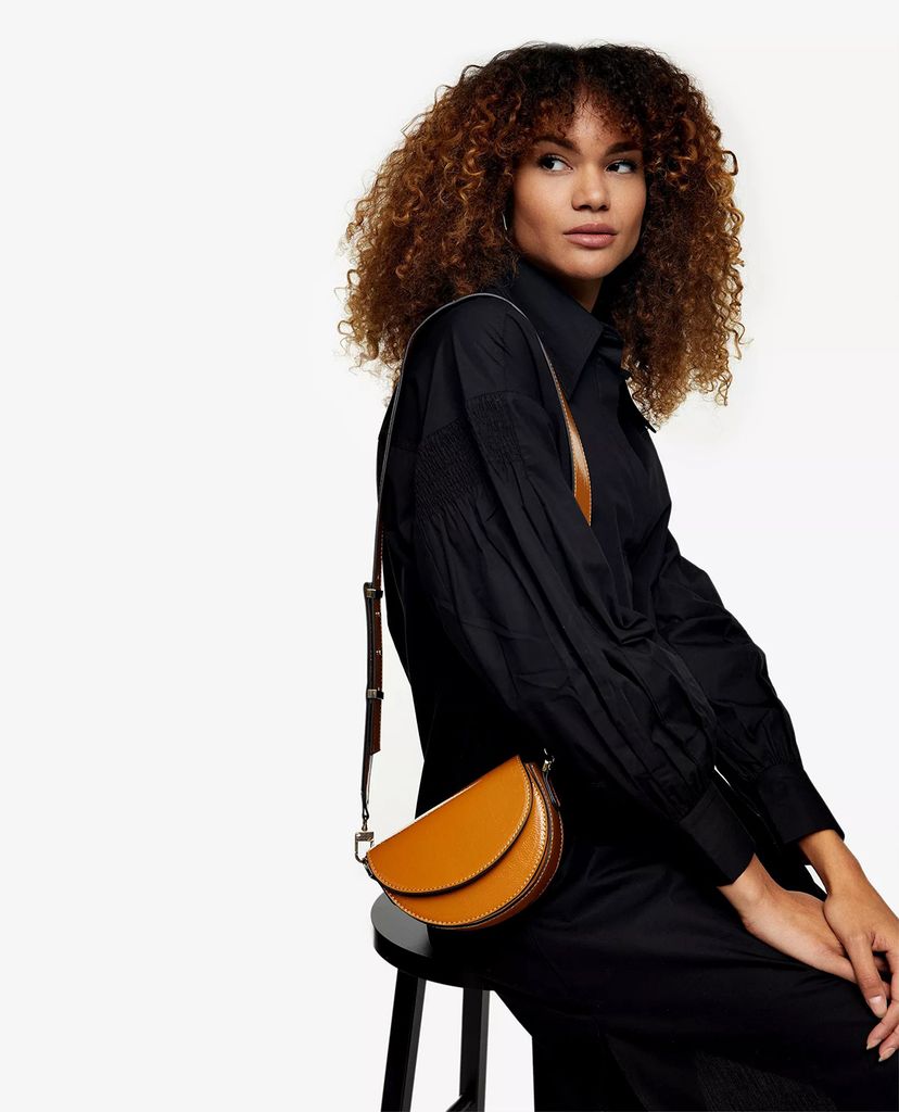 TOPSHOP - Đầm midi sơ mi tay dài Black Technical