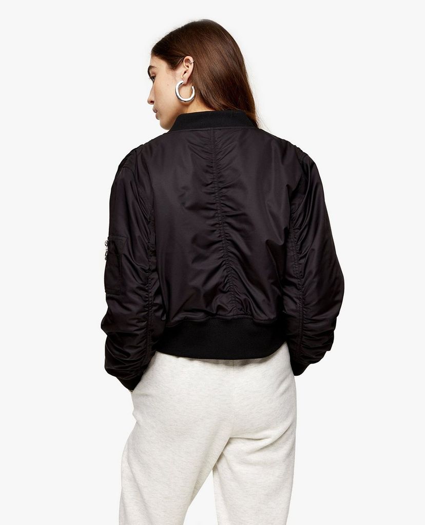 TOPSHOP - Áo khoác bomber nữ Black Cropped