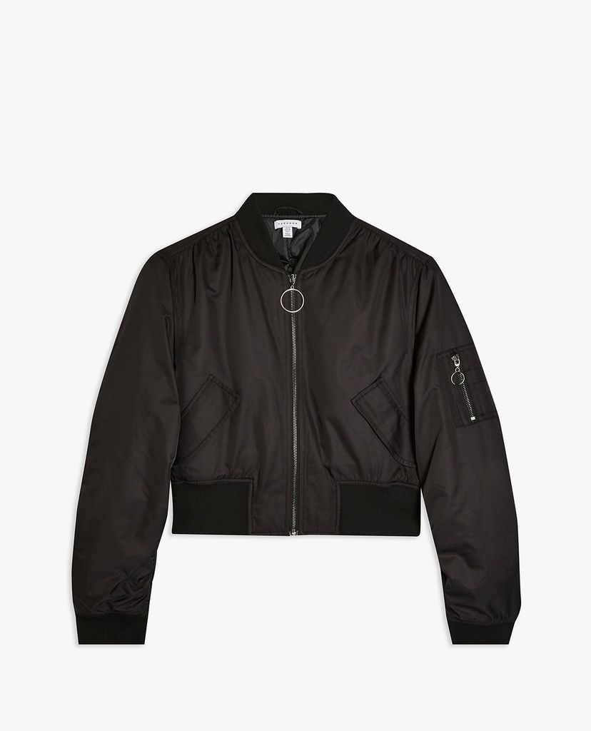 TOPSHOP - Áo khoác bomber nữ Black Cropped