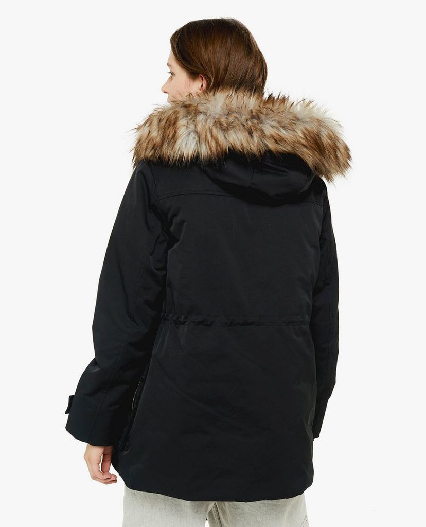 TOPSHOP - Áo khoác nữ phối lông Black Hooded Padded Parka