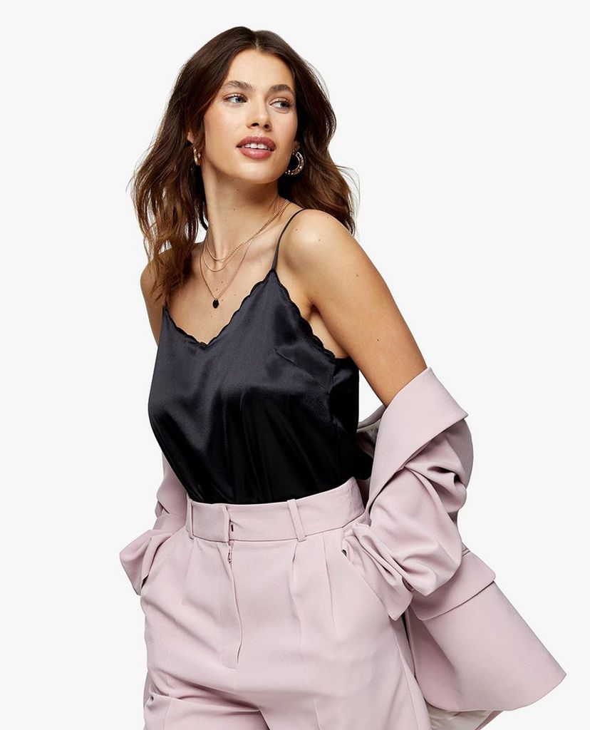 TOPSHOP - Áo kiểu nữ hai dây Black Scallop Cami