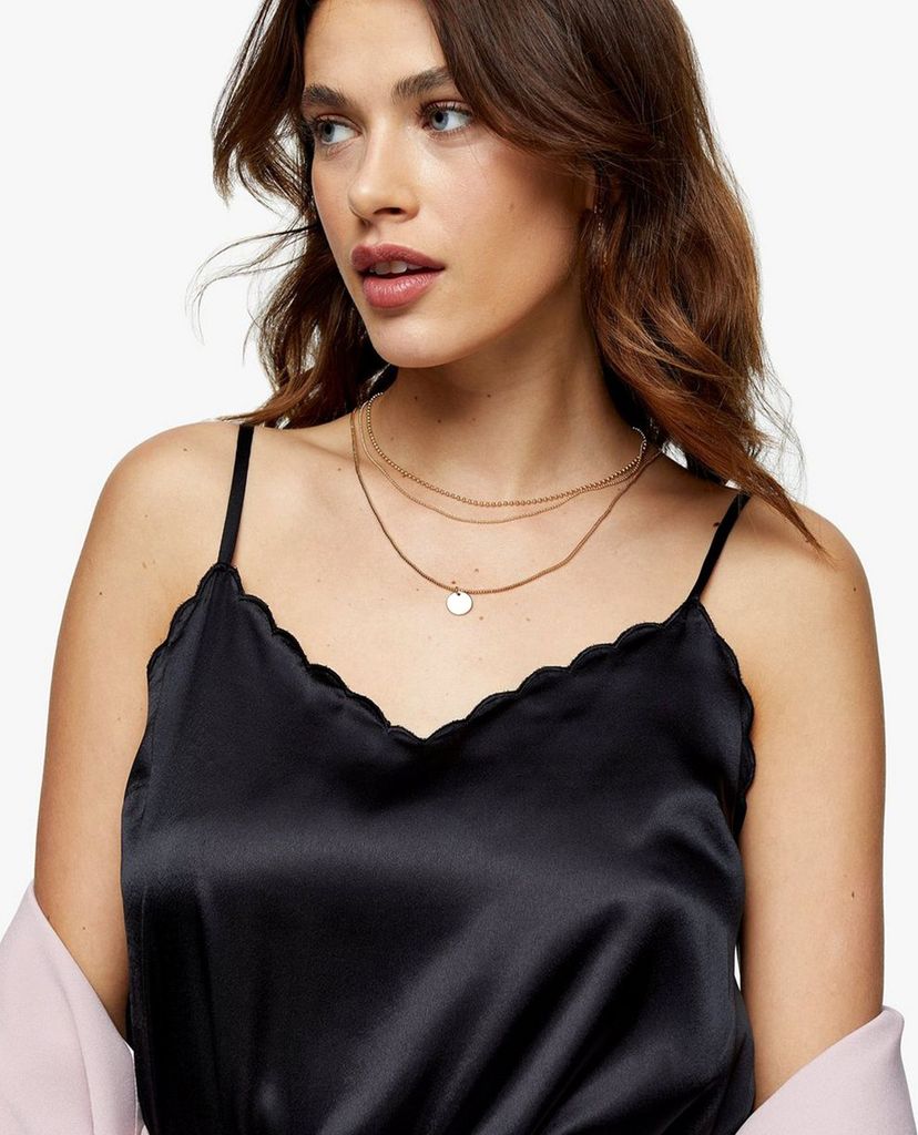 TOPSHOP - Áo kiểu nữ hai dây Black Scallop Cami