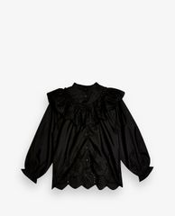 TOPSHOP - Áo kiểu nữ cổ cao tay dài Black Embroidered Yoke