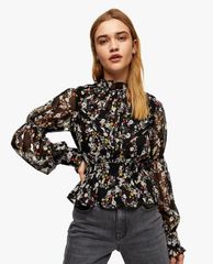 TOPSHOP - Áo kiểu nữ tay dài nhấn eo Floral Print