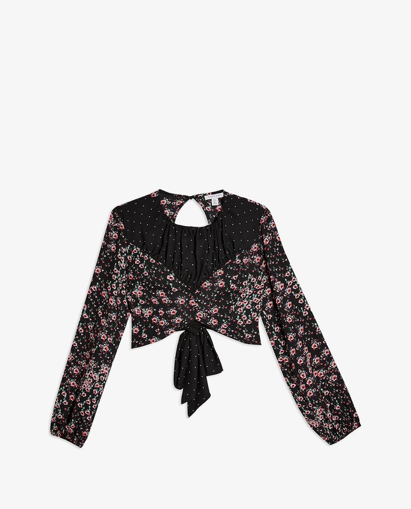 TOPSHOP - Áo kiểu nữ croptop tay dài Mixed Floral Spot Print