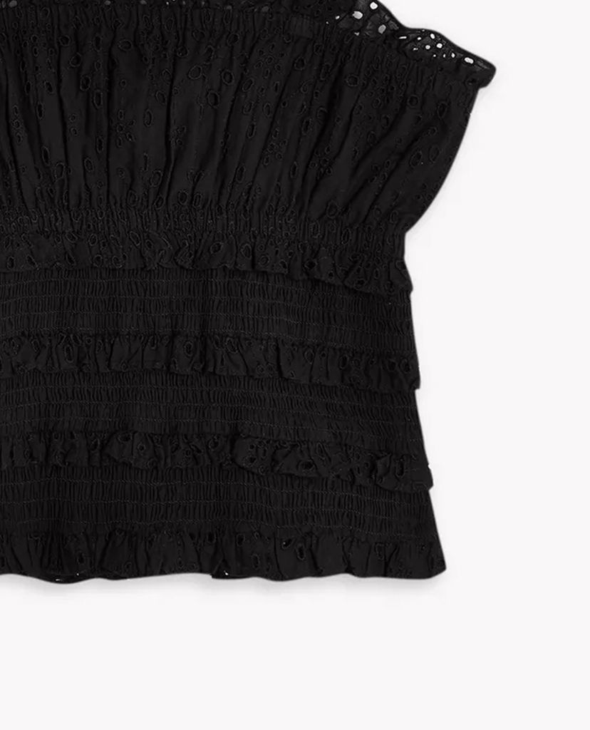 TOPSHOP - Áo kiểu nữ croptop hai dây Black Broderie Cami
