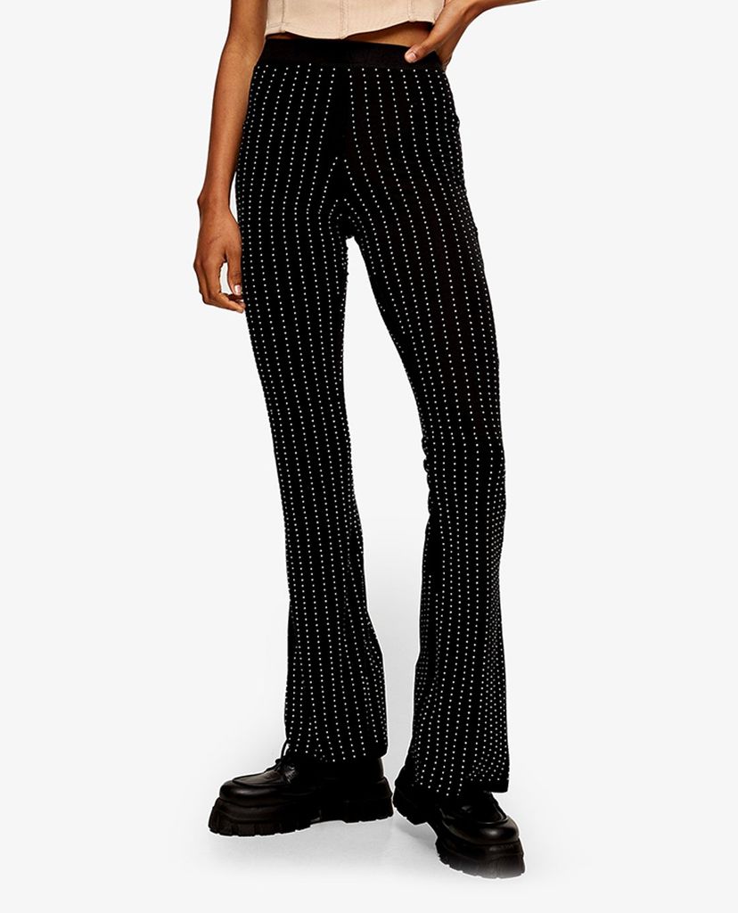 TOPSHOP - Quần kiểu nữ ống loe Black Diamante