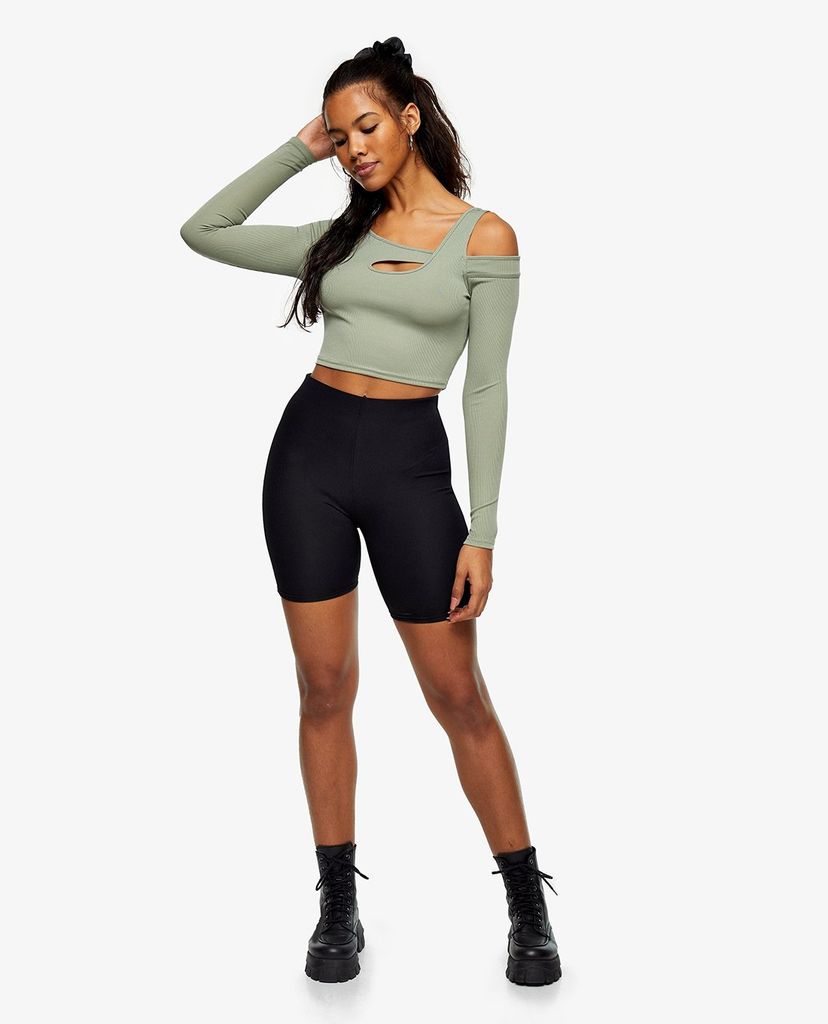 TOPSHOP - Quần shorts nữ phom ôm Ribbed Bike