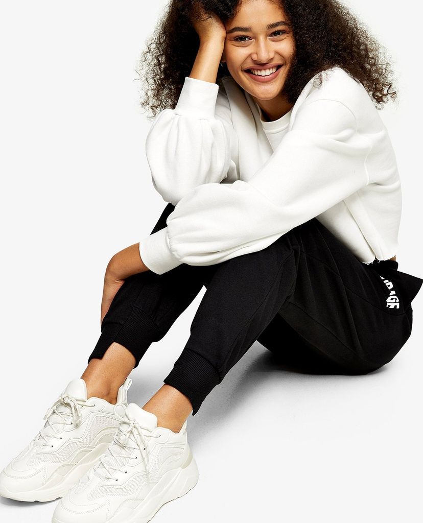 TOPSHOP - Quần jogger nữ bo gấu Black Spliced Courage