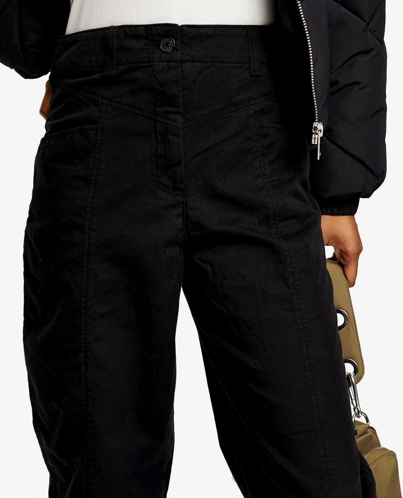 TOPSHOP - Quần kiểu nữ lưng cao Black 80s Casual Peg