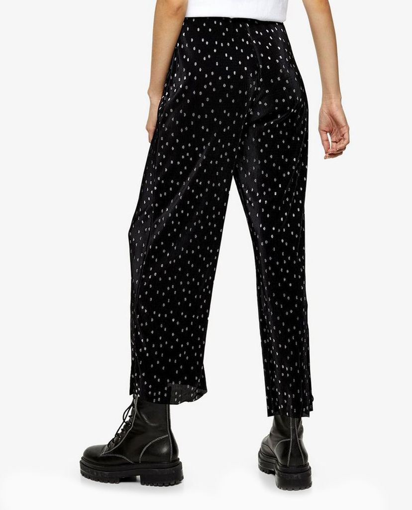 TOPSHOP - Quần kiểu nữ ống rộng Metallic Spot Plisse