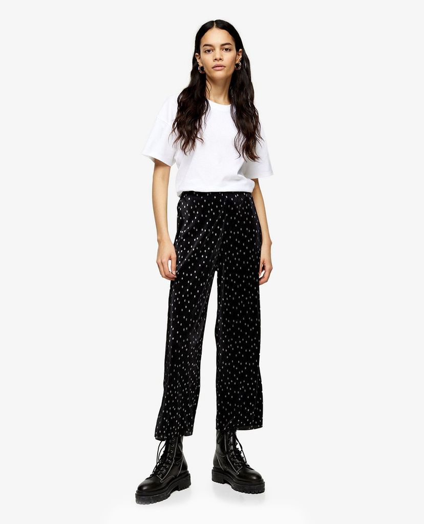 TOPSHOP - Quần kiểu nữ ống rộng Metallic Spot Plisse