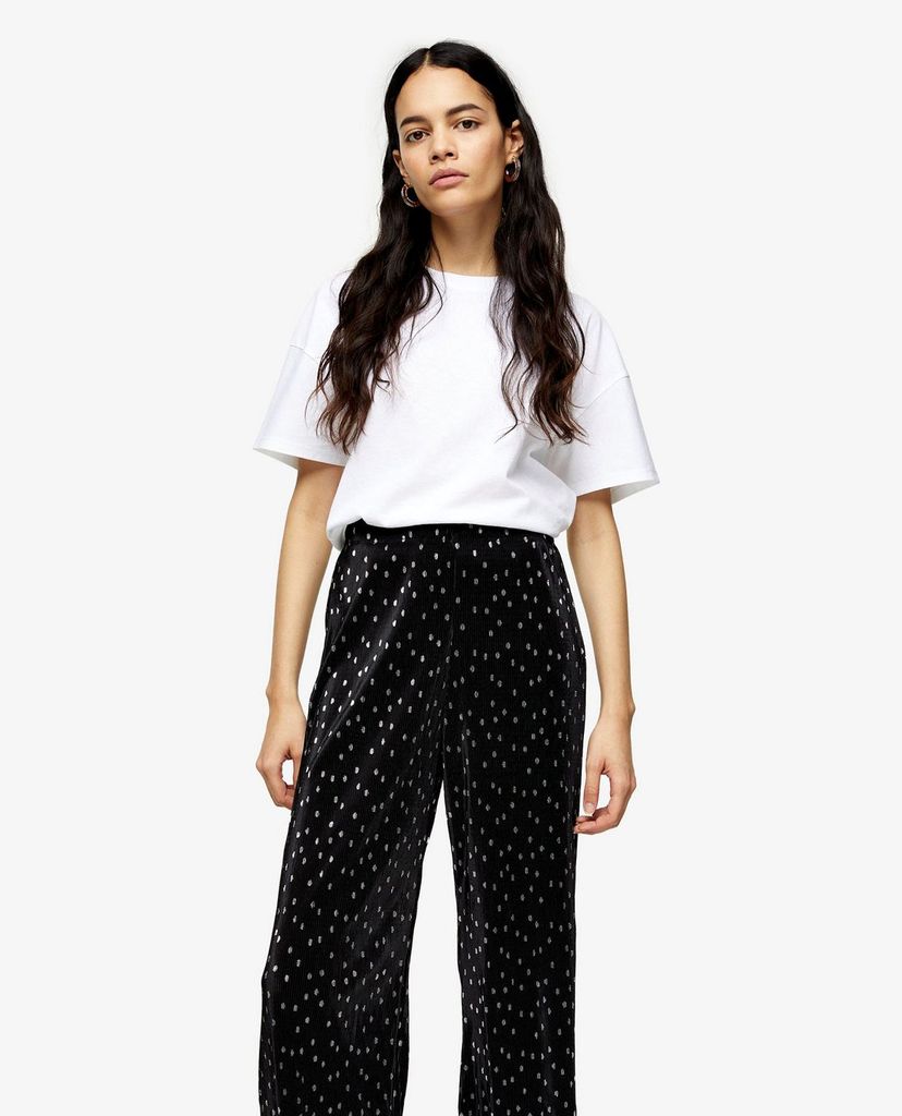 TOPSHOP - Quần kiểu nữ ống rộng Metallic Spot Plisse