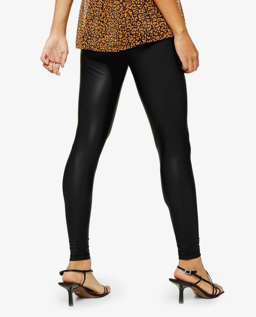 TOPSHOP - Quần legging nữ phom ôm Black Coated Faux Leather