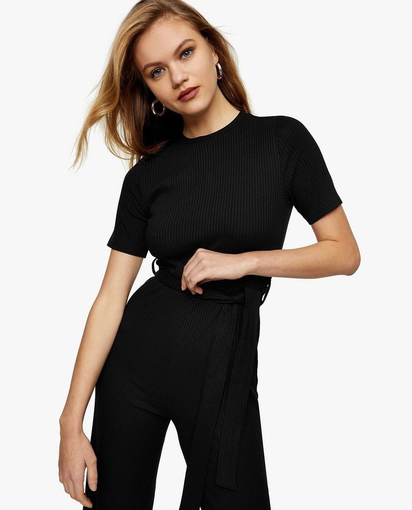 TOPSHOP - Jumpsuits nữ ngắn tay Ribbed T shirt
