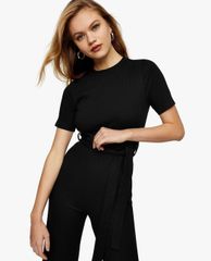 TOPSHOP - Jumpsuits nữ ngắn tay Ribbed T shirt