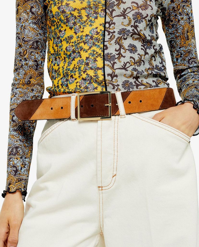 TOPSHOP - Thắt lưng nữ bảng vừa Brown Leather Wide
