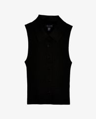 TOPSHOP - Áo polo nữ sát nách Black Knitted Button