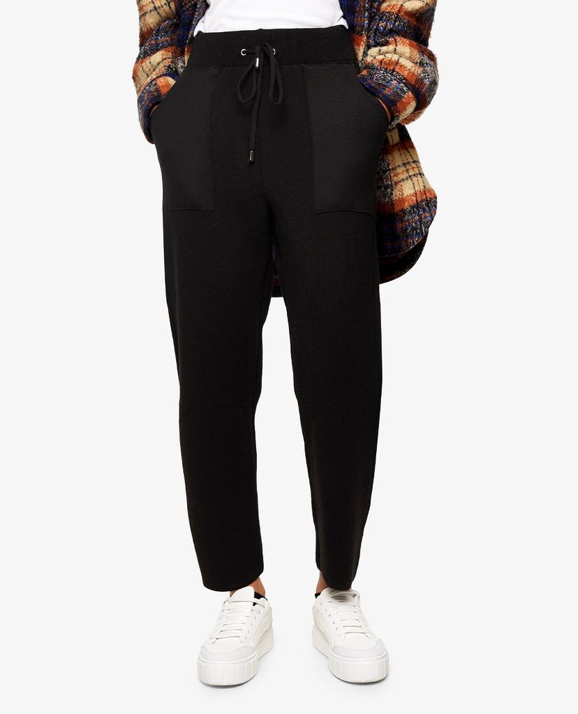 TOPSHOP - Quần jogger nữ phom rộng Black Ovoid Knitted