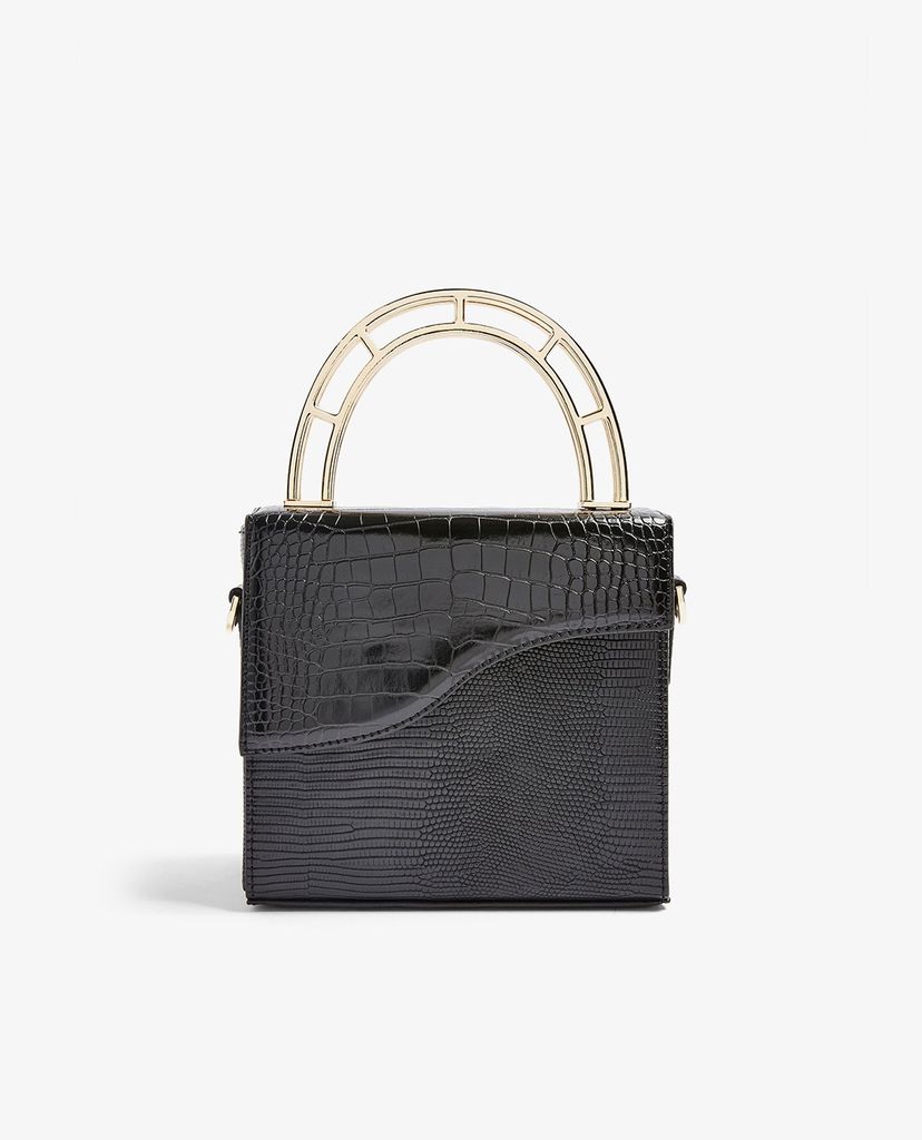 TOPSHOP - Túi xách tay nữ phom vuông DRIFT Black Handle Grab