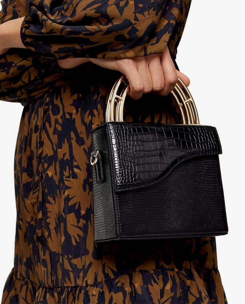 TOPSHOP - Túi xách tay nữ phom vuông DRIFT Black Handle Grab