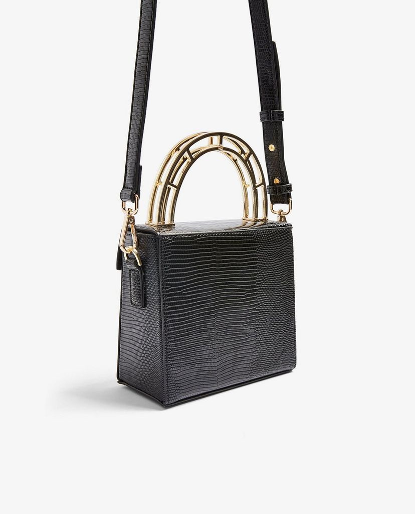 TOPSHOP - Túi xách tay nữ phom vuông DRIFT Black Handle Grab