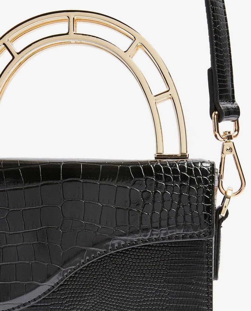 TOPSHOP - Túi xách tay nữ phom vuông DRIFT Black Handle Grab