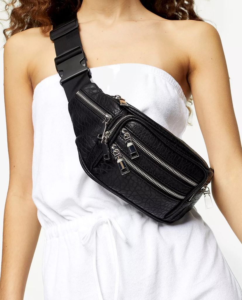 TOPSHOP - Túi bao tử nữ TUMBLED Black PU