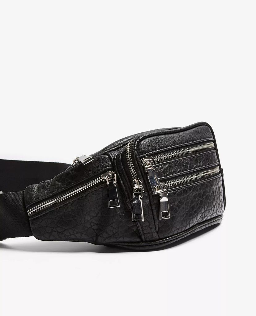TOPSHOP - Túi bao tử nữ TUMBLED Black PU