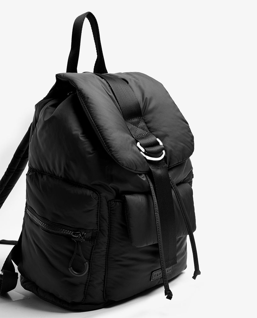 TOPSHOP - Balo nữ phối dây rút CONSIDERED Black Ring Nylon