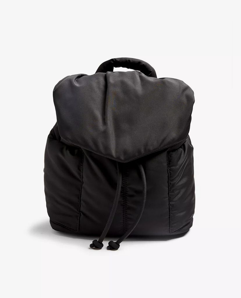 TOPSHOP - Balo nữ dây rút Black Nylon Puffer