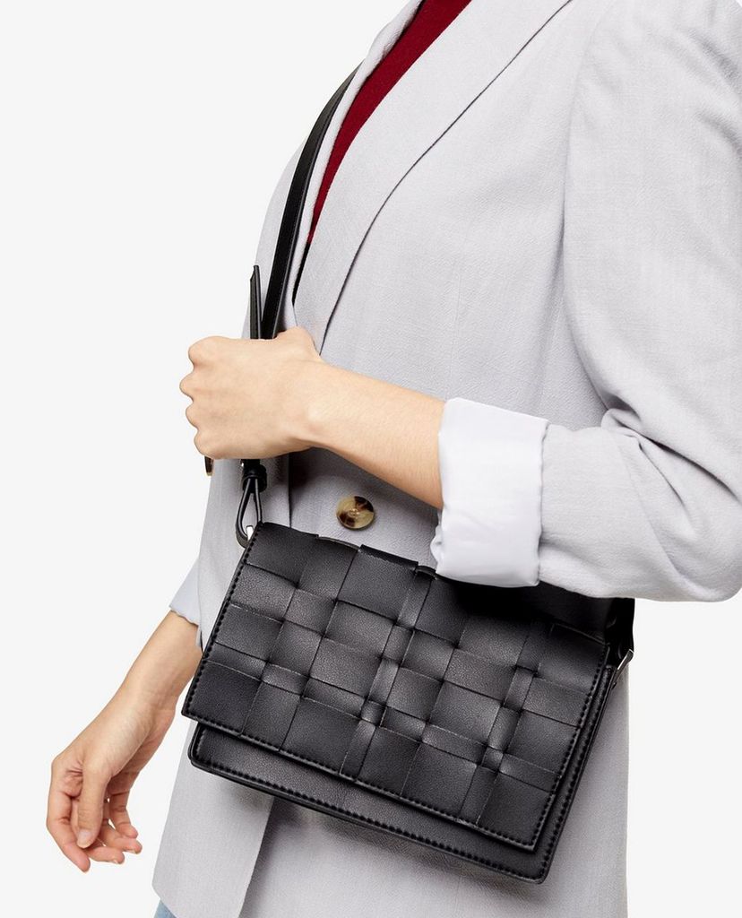 TOPSHOP - Túi đeo chéo nữ chữ nhật Black Weave