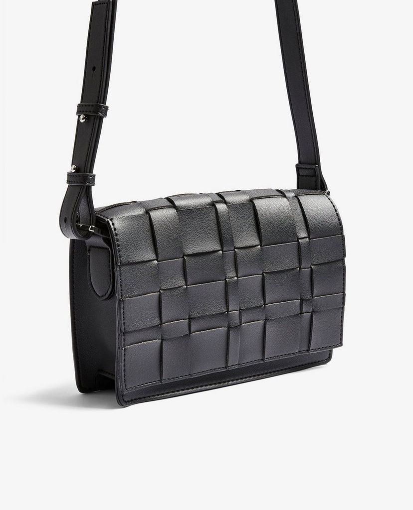 TOPSHOP - Túi đeo chéo nữ chữ nhật Black Weave