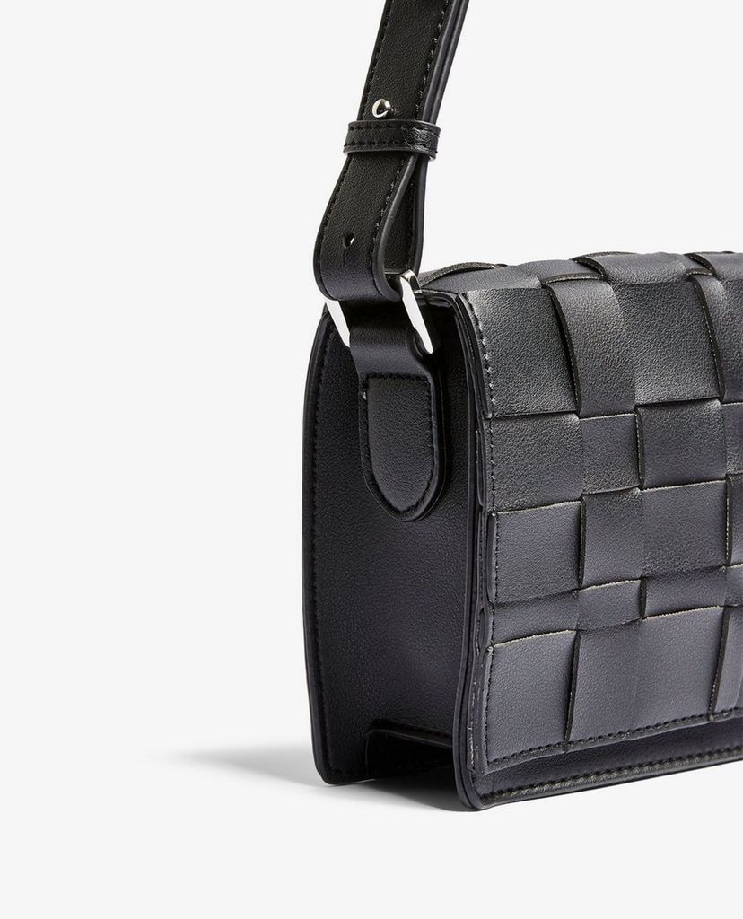TOPSHOP - Túi đeo chéo nữ chữ nhật Black Weave