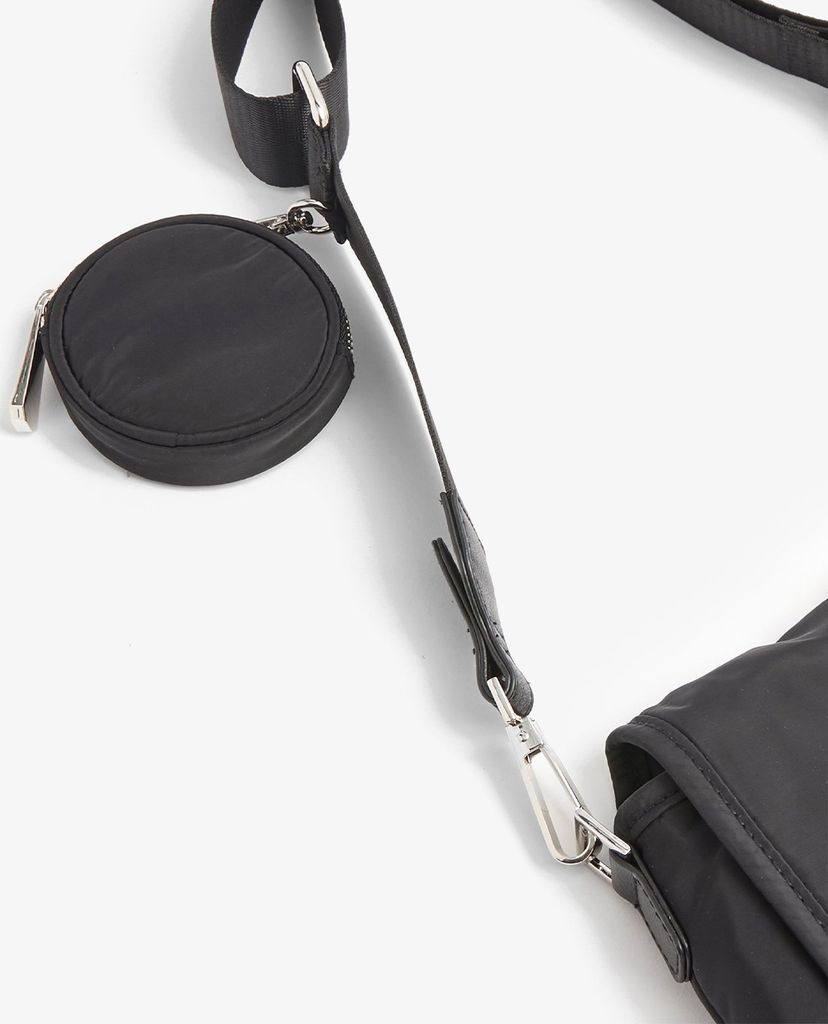 TOPSHOP - Túi đeo chéo nữ chữ nhật CONSIDERED Black Buckle Nylon