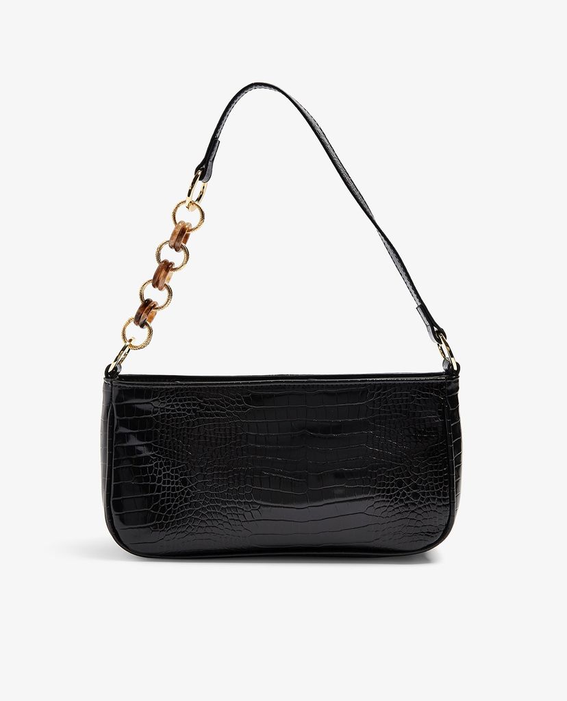TOPSHOP - Túi đeo vai nữ chữ nhật SPIN Black Crocodile