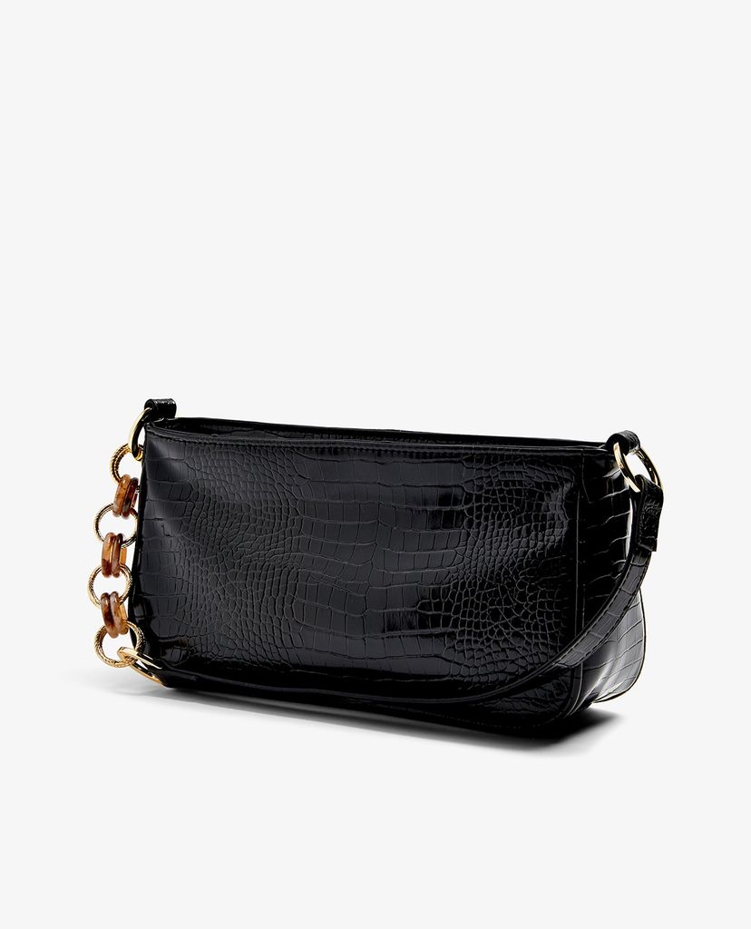 TOPSHOP - Túi đeo vai nữ chữ nhật SPIN Black Crocodile