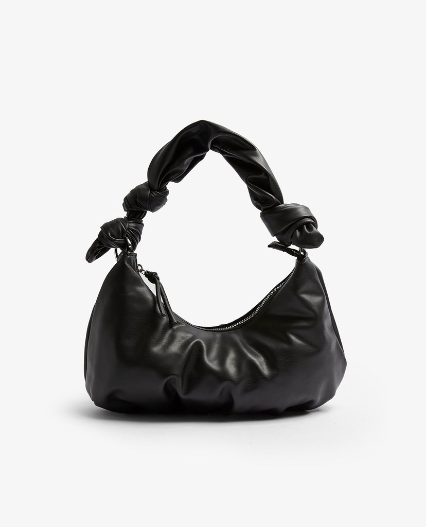TOPSHOP - Túi đeo vai nữ Black Knotted Moon Ruched