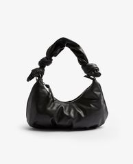 TOPSHOP - Túi đeo vai nữ Black Knotted Moon Ruched